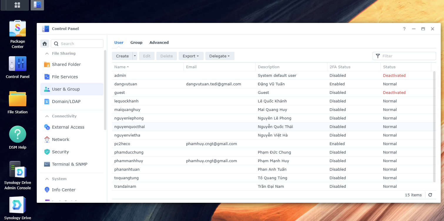 Tạo Tài khoản NAS Synology