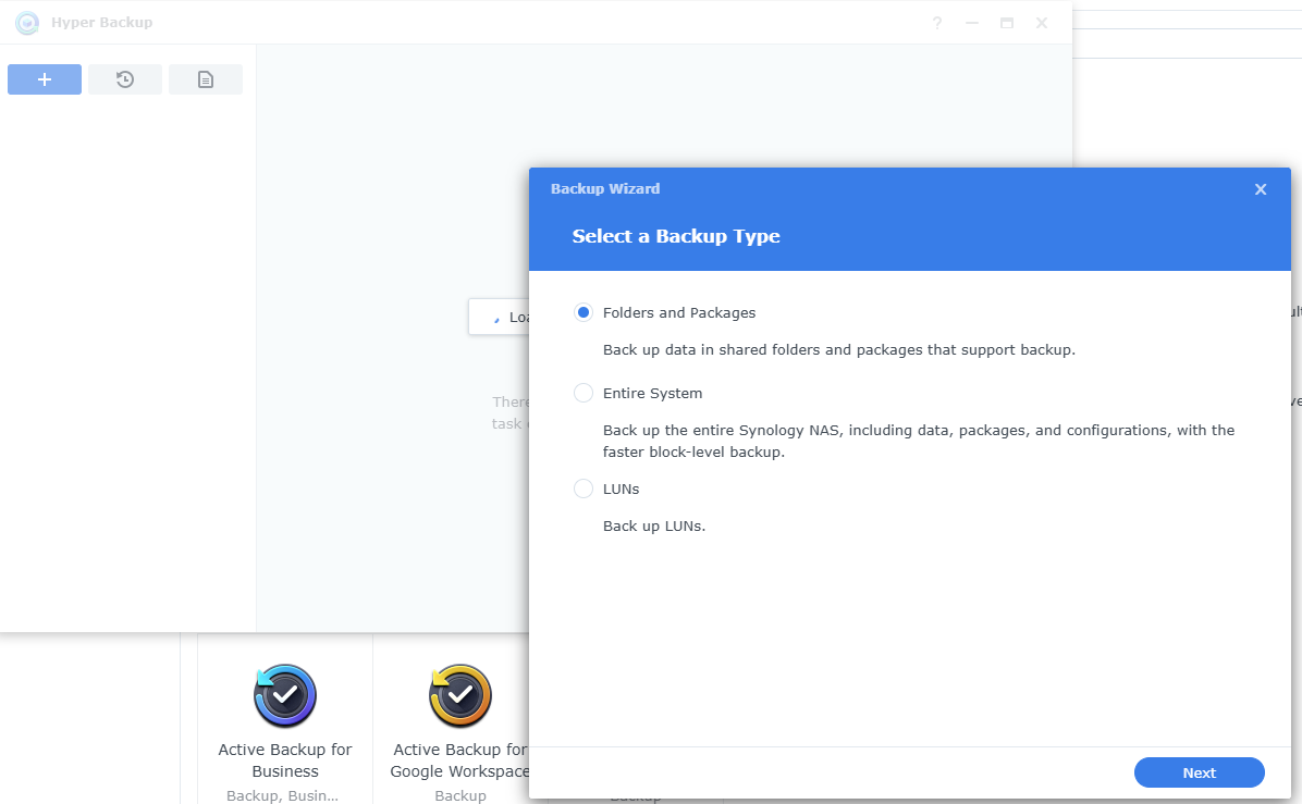 Backup tự động trên NAS Synology
