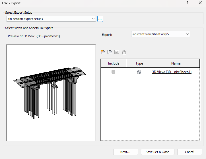 Xuất file model định dạng DWG